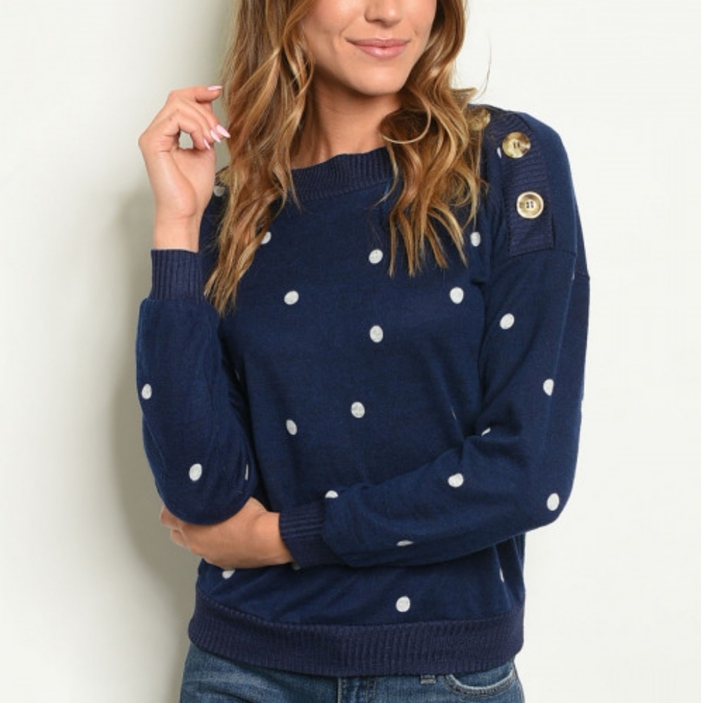 Navy polka dot sweater top